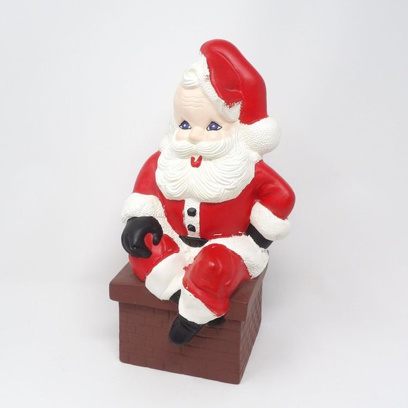 Vintage Hobbyist Ceramic Santa on Chimney 12" H x 5 1/2" W x 4 3/4" D - Picture 2 of 10